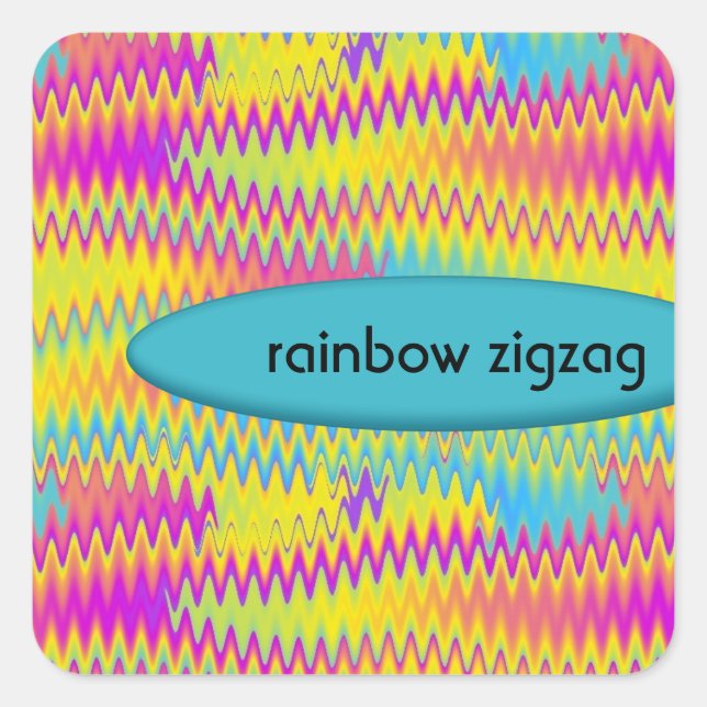 Regenbogenzigzack Quadratischer Aufkleber (Vorderseite)