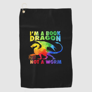 Regenbows Ich bin ein Buchdrachen, kein Wurm-LGBT- Golfhandtuch