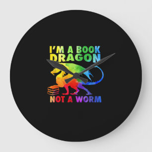 Regenbows Ich bin ein Buchdrachen, kein Wurm-LGBT- Große Wanduhr