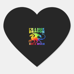 Regenbows Ich bin ein Buchdrachen, kein Wurm-LGBT- Herz-Aufkleber