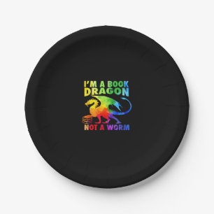Regenbows Ich bin ein Buchdrachen, kein Wurm-LGBT- Pappteller