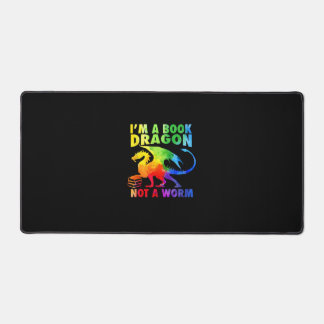 Regenbows Ich bin ein Buchdrachen, kein Wurm-LGBT- Schreibtischunterlage