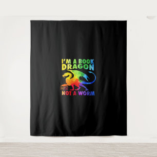 Regenbows Ich bin ein Buchdrachen, kein Wurm-LGBT- Wandteppich