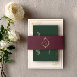 Regency-Ära Hochzeits-Bauchband mit Monogramm-Wapp Einladungsbanderole