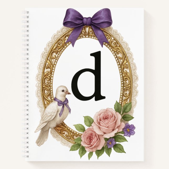 Regency Art Letter D Luxury Monogram Journal Notizbuch (Vorderseite)