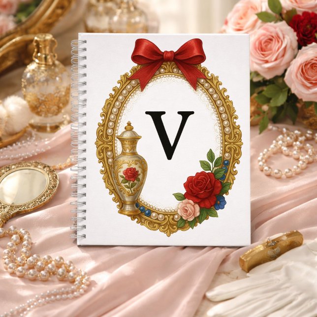 Regency Art Letter V Luxury Monogram Journal (Créateur téléchargé)