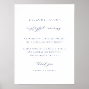 Regency Blau Unplugged-Zeremonie Hochzeitsschild Poster