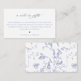 Regency Blue Floral A Note on Gifts Wedding Begleitkarte