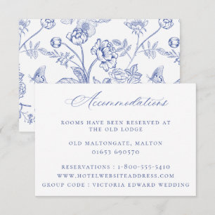 Regency Blue Floral Wedding Card Einladung