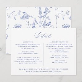 Regency Blue Floral Wedding Details Card Einladung