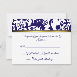 Regency Blue und White Damask RSVP-Karte RSVP Karte