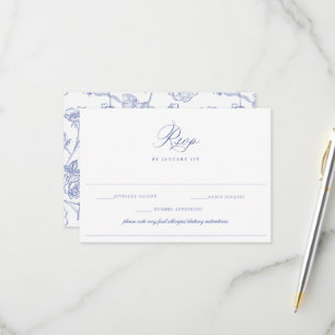 Regency Blue Wedding Food Allergie Ernährung Einsc RSVP Karte