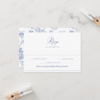 Regency Blue Wedding Food Allergy Diet RSVP Card