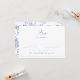Regency Blue Wedding Food Allergy Diet RSVP Card Einladung