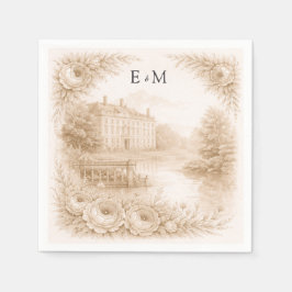 Regency Botanical Engraving Wedding  Serviette