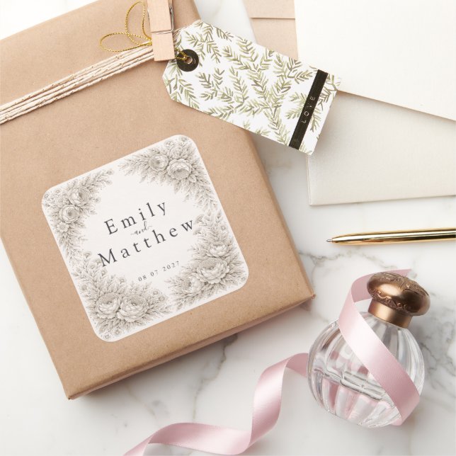 Regency Botanical Engraving Wedding Sticker Set (Schenken)