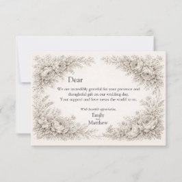 Regency Botanical Engraving Wedding Thank You Card Dankeskarte