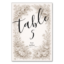 Regency Botanical Engraving Wedding Tischnummer