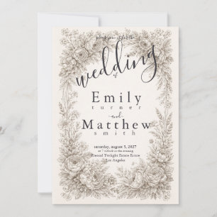 Regency Botanische Gravur Hochzeit Einladung