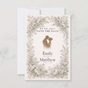 Regency Botanische Gravur Save-the-Date-Karte Save The Date