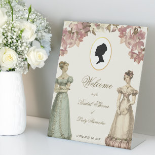Regency-Brautjungfernparty-Willkommen Vintage-Rosa Sockelschild