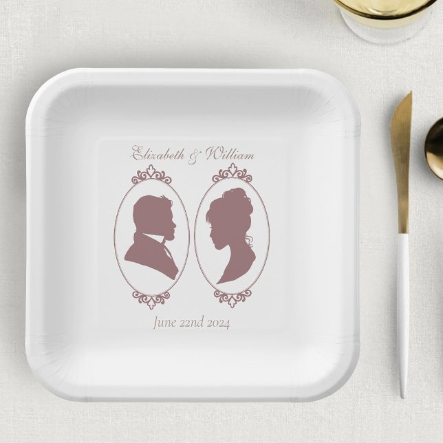 Regency Bridgerton Pink Roses Cameos Pappteller (Von Creator hochgeladen)