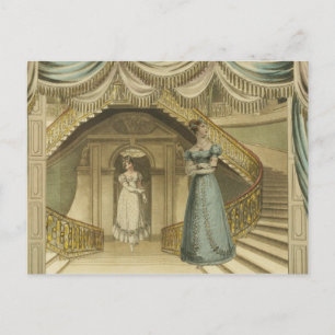 Regency-Damen auf der Treppe Postkarte