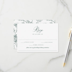 Regency Emerald Allergy Diät Restriction Wedding RSVP Karte