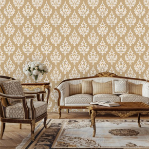 Regency-Epoche-inspirierte Damast-Ranken-Blatt-Wan Tapete
