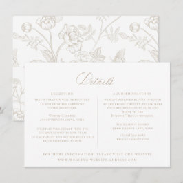 Regency Era Beige Floral Wedding Details Card Einladung