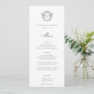 Regency Era Black Wappen Monogram Wedding Menu Einladung