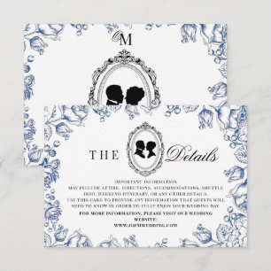 Regency-Era Blaue Blumige Hochzeit Begleitkarte