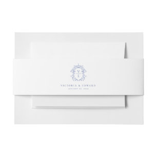 Regency Era Blue Wappen Monogram Wedding Einladungsbanderole