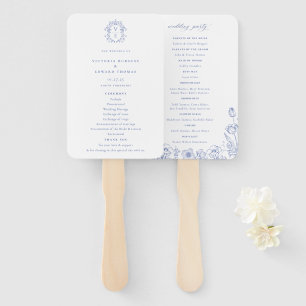 Regency Era Blue Wappen Monogram Wedding Program Fächer