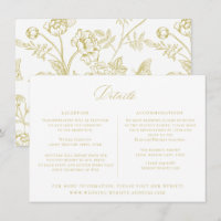 Regency Era Gold Floral Wedding Details Card