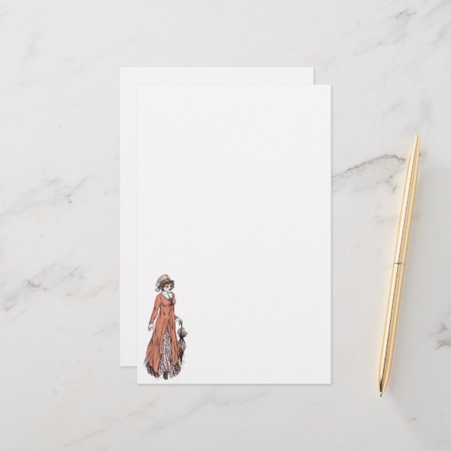 Regency Fashion Stationery - Lady #2 Briefpapier (Vorderseite/Rückseite Beispiel)