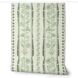 Regency Floral Stripes - Sage Green - Cream Tapete