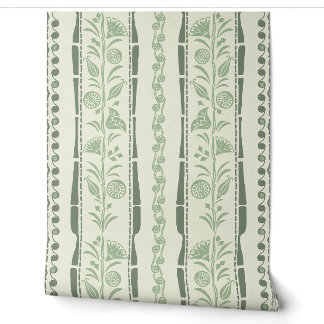 Regency Floral Stripes - Sage Green - Cream Tapete
