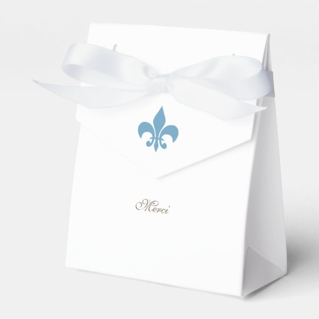 Regency French Blue Lilie Merci Wedding Geschenkschachtel (Vorderseite)