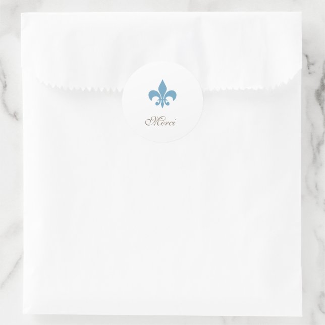 Regency French Blue Lilie Merci Wedding Runder Aufkleber (Tasche)