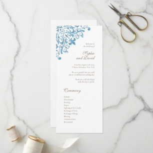 Regency French Blue Lilie Pattern Wedding Programm