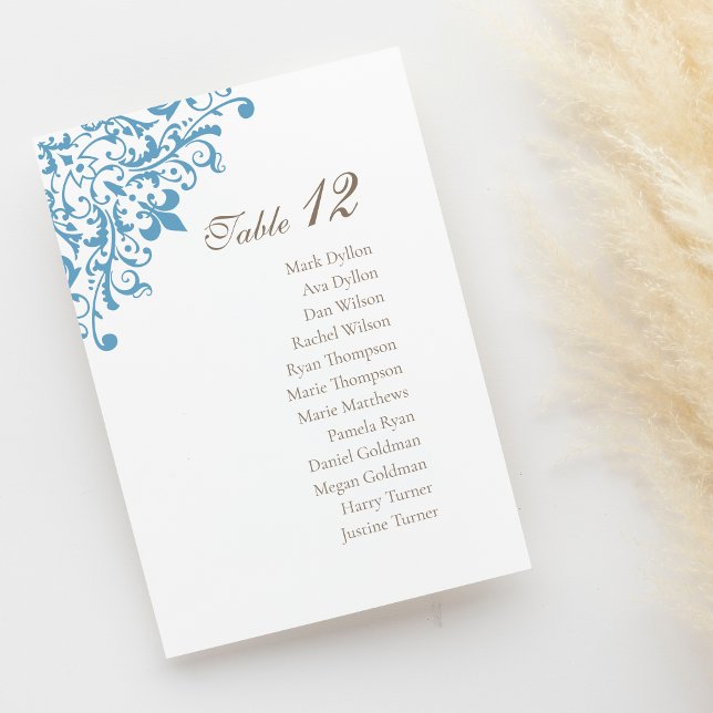Regency French Blue Lilie Pattern Wedding Tischnummer (Von Creator hochgeladen)