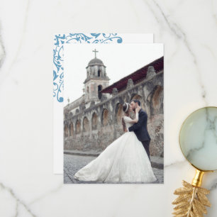 Regency French Blue Lilie Wedding Foto Dankeskarte
