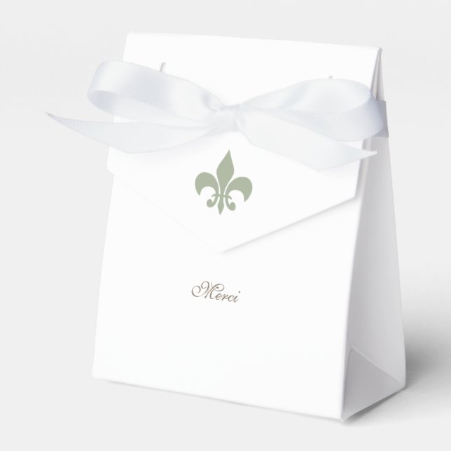 Regency French Green Lilie Merci Wedding Geschenkschachtel (Vorderseite)