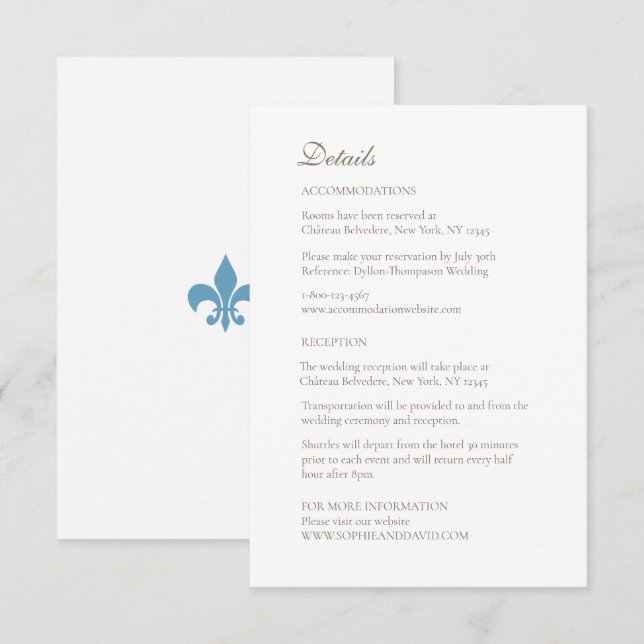 Regency French Lilie Wedding Details Begleitkarte (Vorne/Hinten)