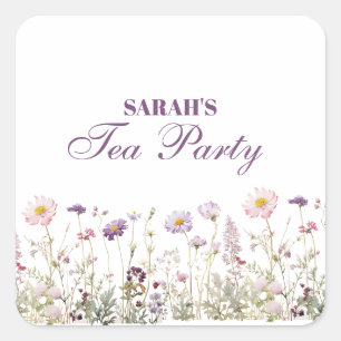 Regency Garden Birthday Party Quadratischer Aufkleber