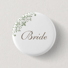 Regency Green French Lilie Script Bride Button