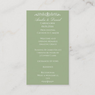 Regency Green Hochzeitszeremonie-Programm Begleitkarte