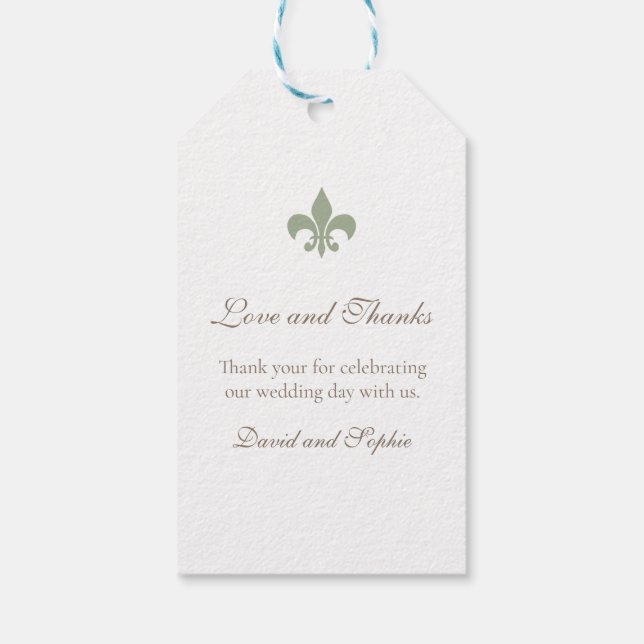 Regency Green Lilie Merci Wedding Geschenkanhänger (Rückseite)