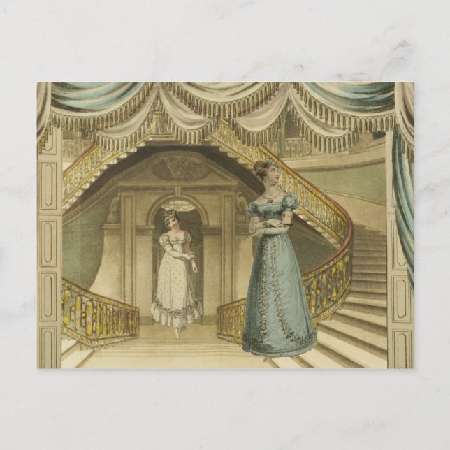 Regency Ladys auf der Treppe Postkarte (Vorderseite)